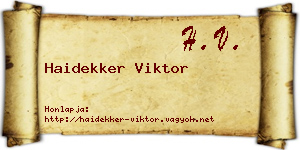 Haidekker Viktor névjegykártya